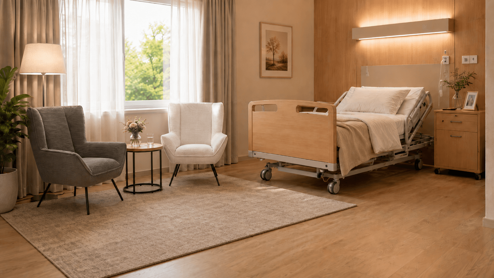 Helles Patientenzimmer Pflegezentrum